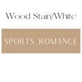 Load image into Gallery viewer, Vertical Wood Stain & White Sports Romance Shelf Mark™ by FireDrake Artistry®