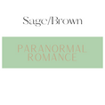 Load image into Gallery viewer, Paranormal Romance Shelf Mark™ in Sage & Brown Color example graphic stating the background and text colors and the text.