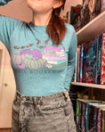 Load image into Gallery viewer, Fall Booked Up Unisex Long Sleeve Tee - Purple Books for FireDrake Artistry Photo by @jessielovenelit