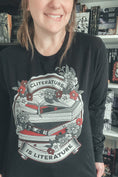 Load image into Gallery viewer, Cliterature is Literature Dark Bookstack Unisex Long Sleeve Tee for FireDrake Artistry