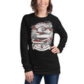 Load image into Gallery viewer, Cliterature is Literature Dark Bookstack Unisex Long Sleeve Tee for FireDrake Artistry