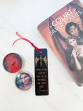 Load image into Gallery viewer, Illyrian Batboy Bookmark- Glitter Ribbon *THICK Bookmarks* - firedrakeartistry