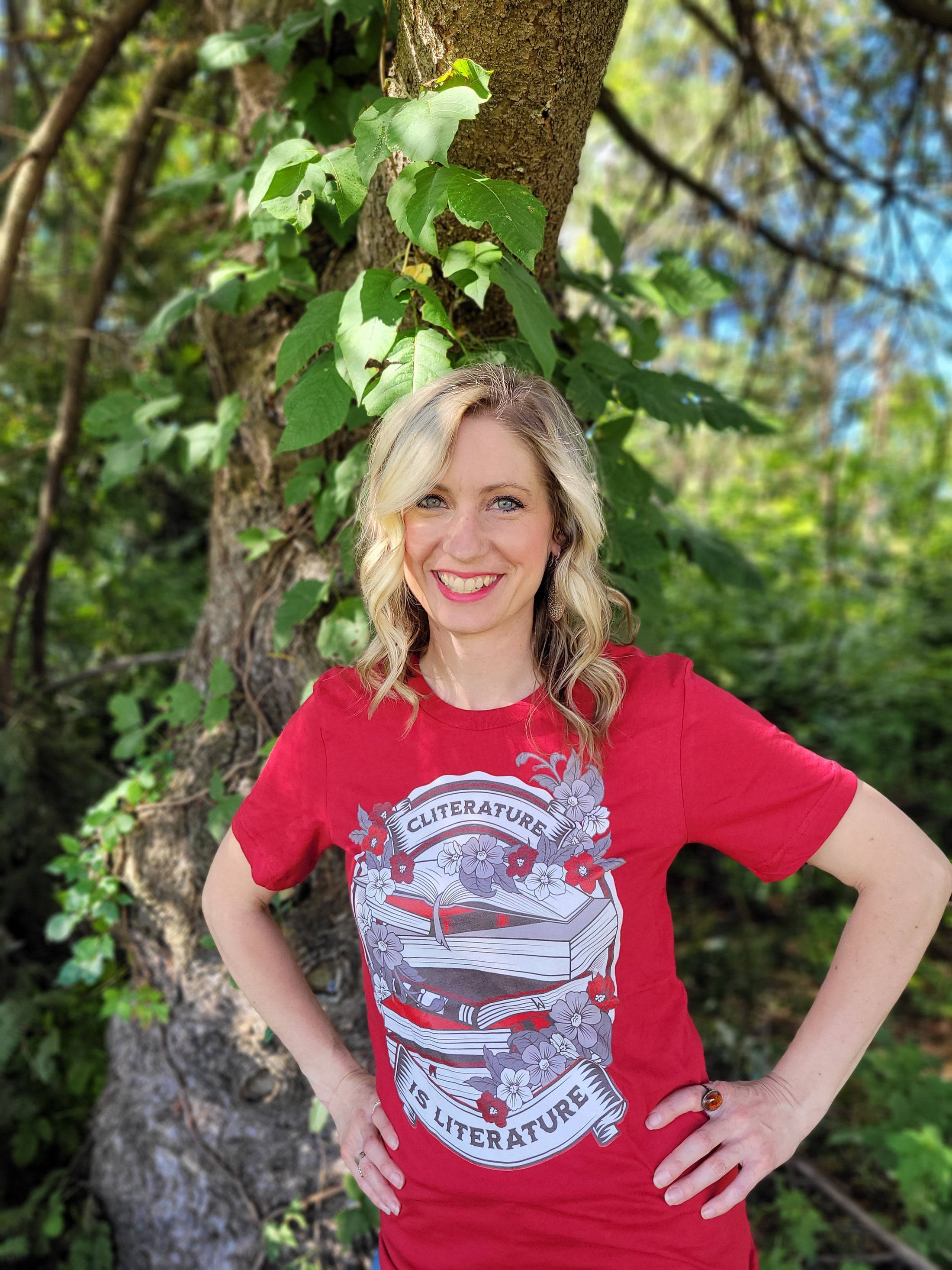 Cliterature is Literature Dark Bookstack Unisex t-shirt for FireDrake Artistry 