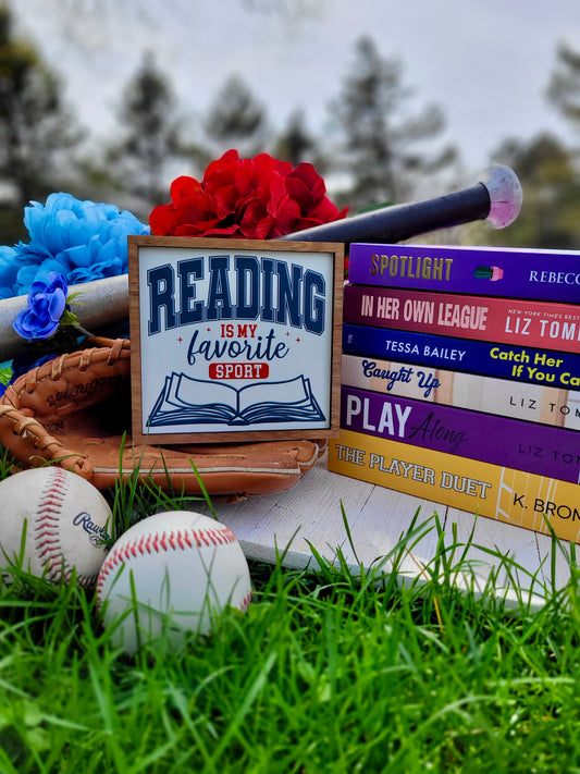 Reading is My Favorite Sport Shelf Sign