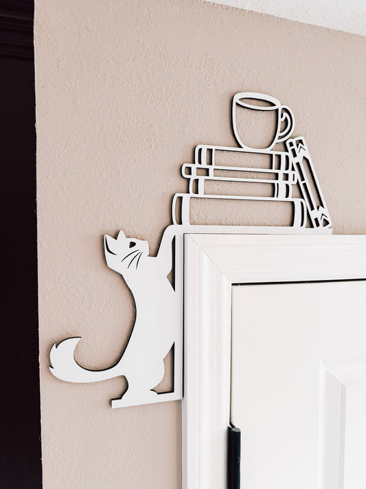 Cat and Books Library Corner