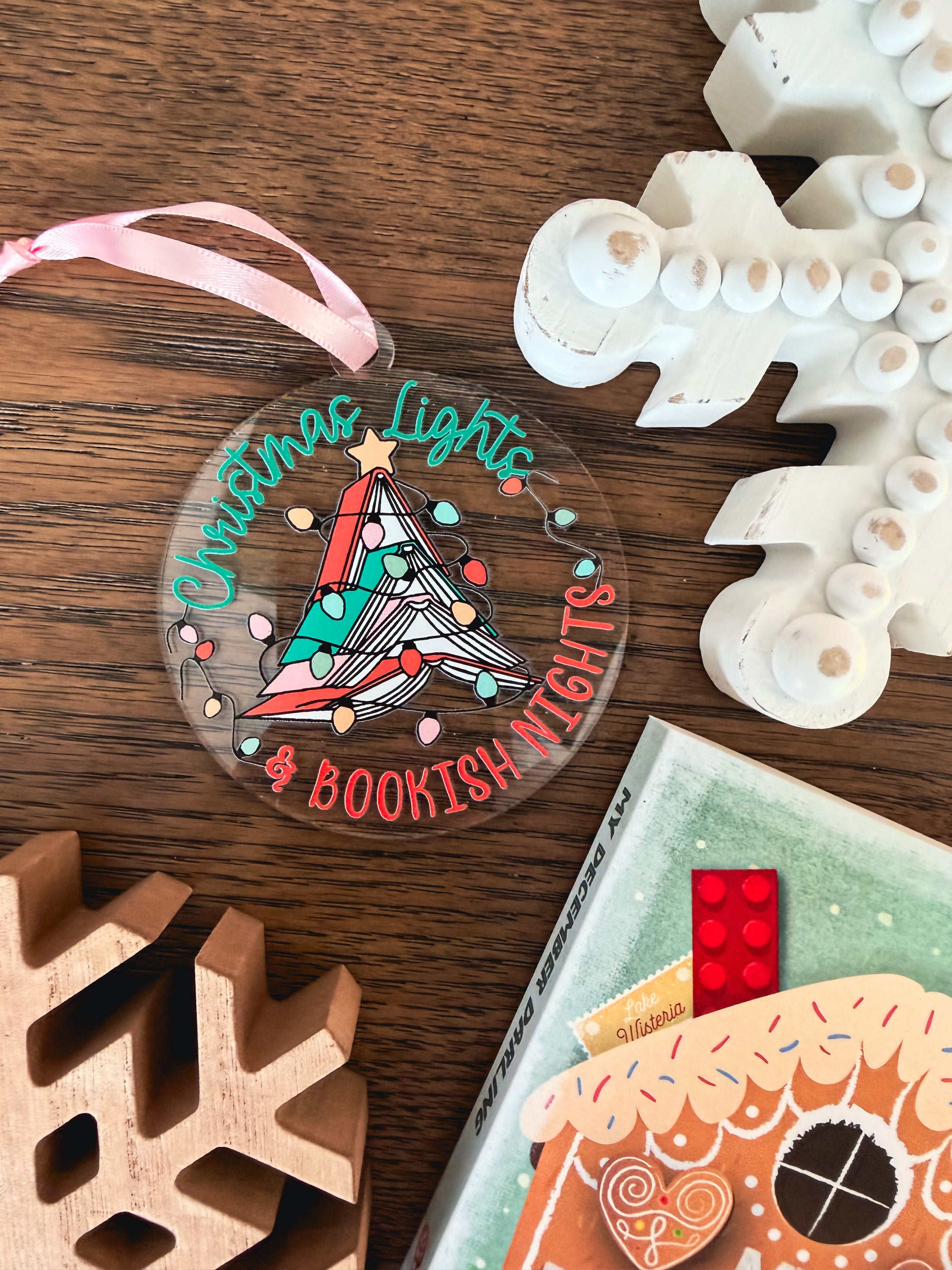 Christmas Lights & Bookish Nights Sign and Ornament