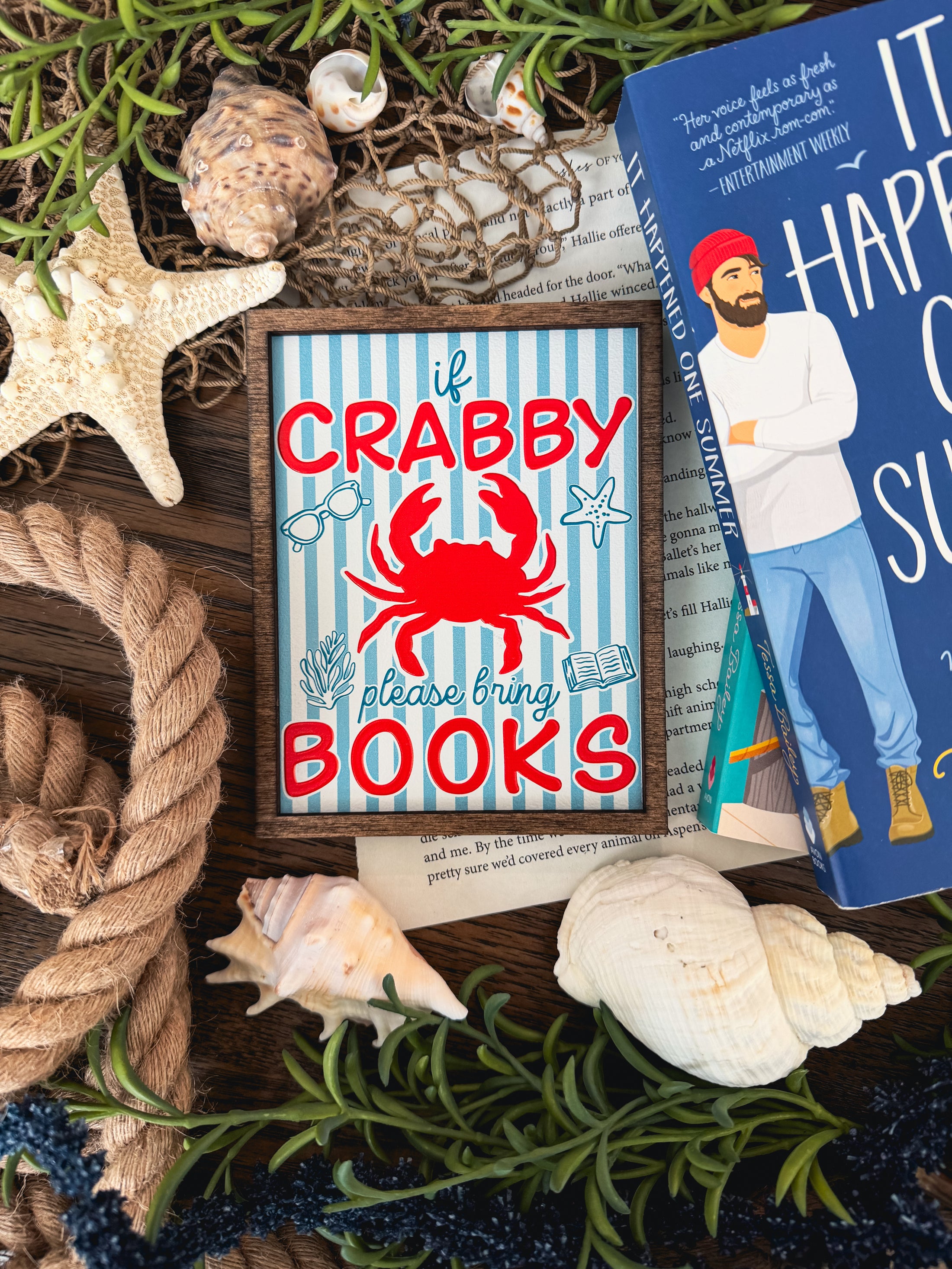 Crabby Reader Shelf Sign