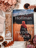 Load image into Gallery viewer, Autumn Spice Shelf Mark™ by FireDrake Artistry® 2024. Woodgrain vertical wood with white UV printed text that reads "AUTUMN SPICE" and the outline of a pile of books with a pumpkin, flowers, and coffee cup. 
