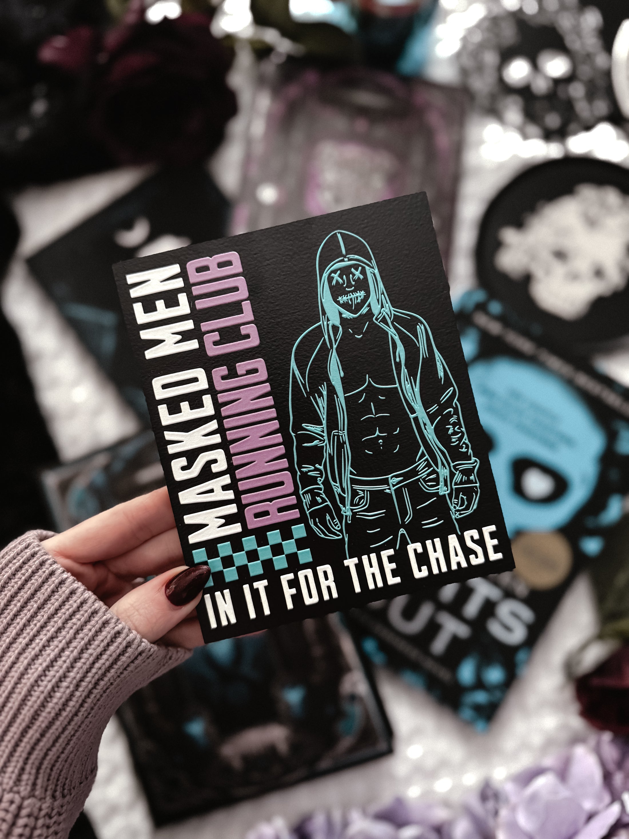 *SHADOWS AND SEDUCTION EVENT ONLY* Masked Men Running Club Shelf Sign