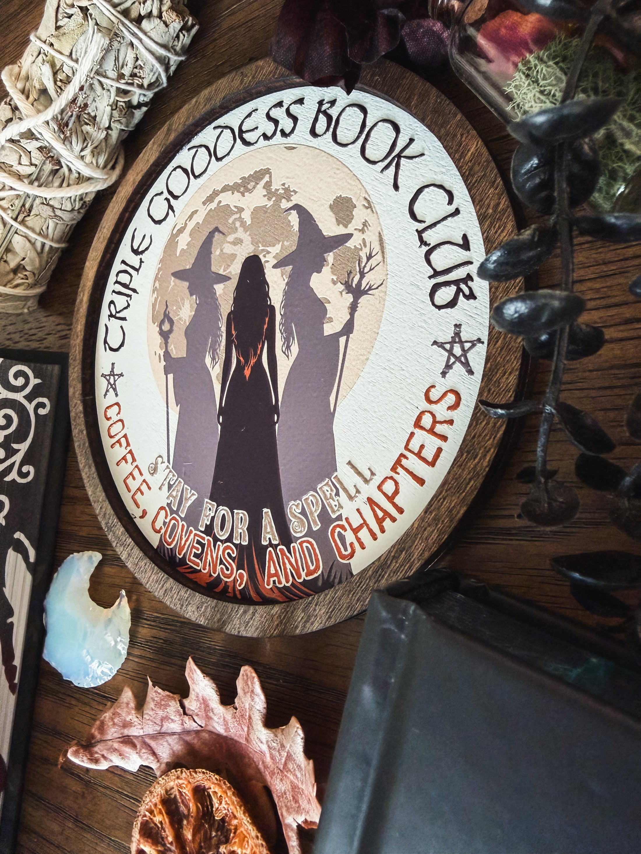 Triple Goddess Book Club Shelf Sign