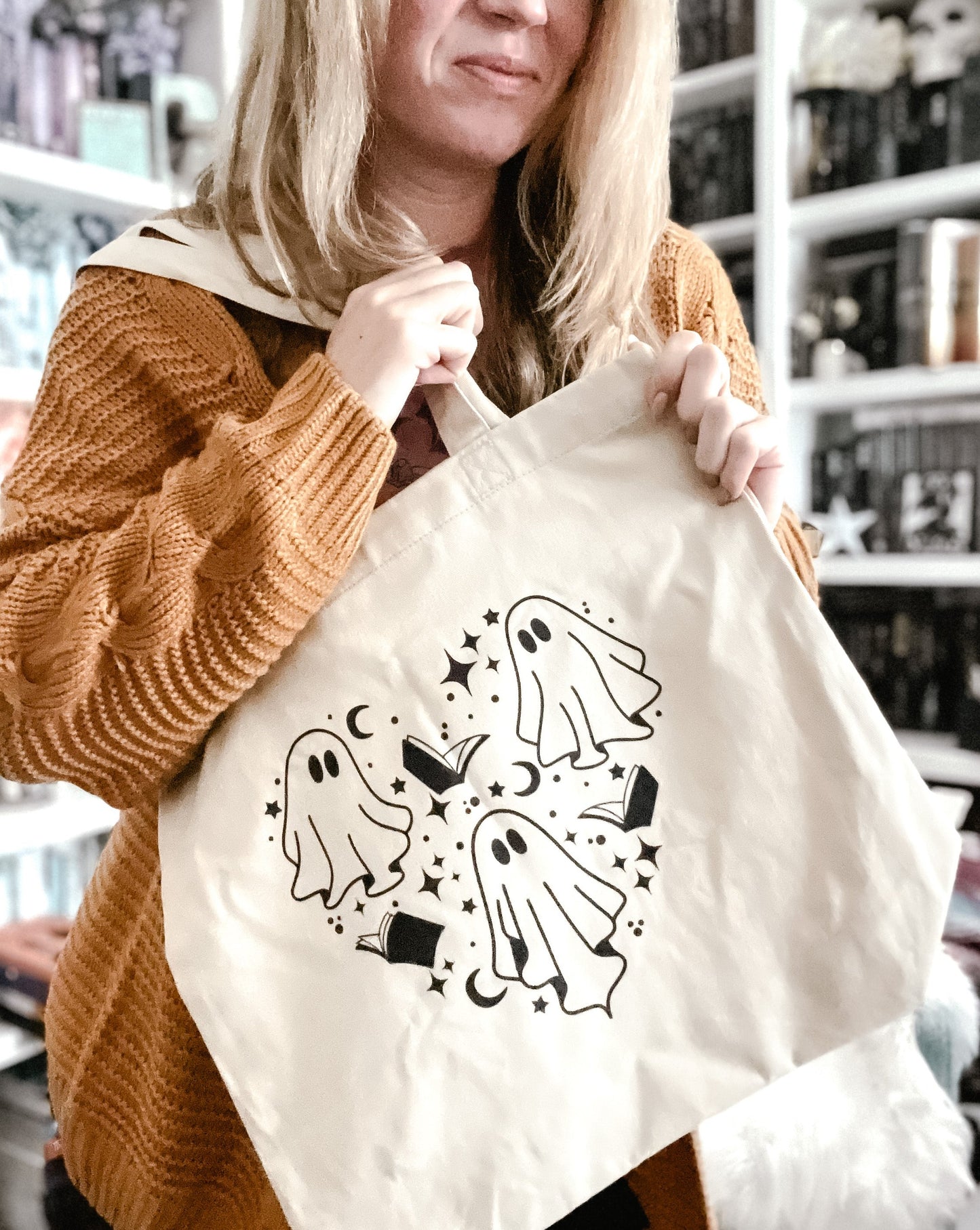 Boo Books Eco Tote Bag for FireDrake Artistry Photo by @themommabookclub