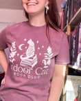 Load image into Gallery viewer, FireDrake Artistry™ Indoor Cat t-shirt, comfort colors brant in berry, white design
