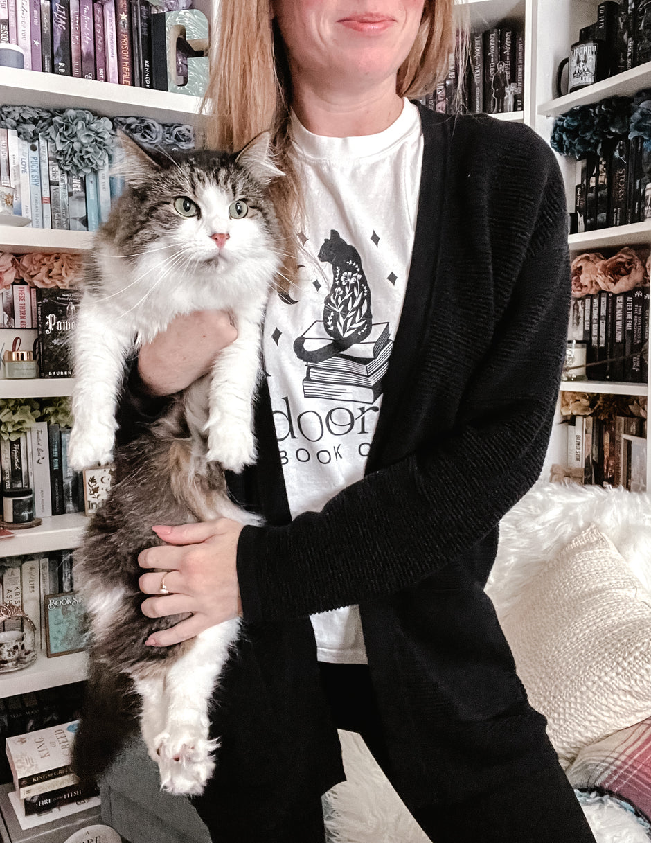 Indoor Cat t-shirt, white with black text. FireDrake Artistry™