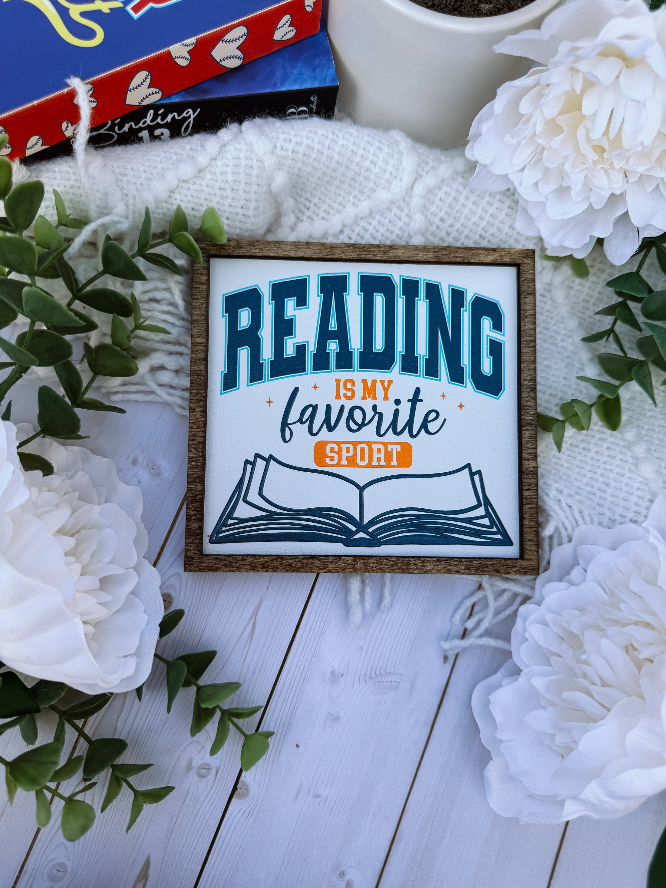 Reading is My Favorite Sport Shelf Sign