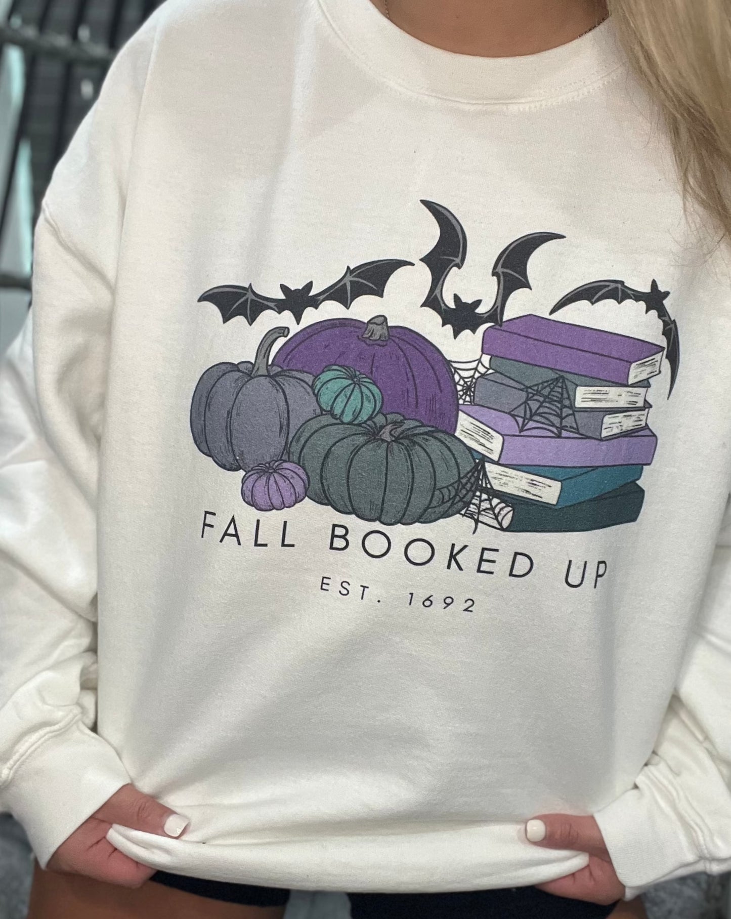 Fall Booked Up Unisex Sweatshirt - Purple Books