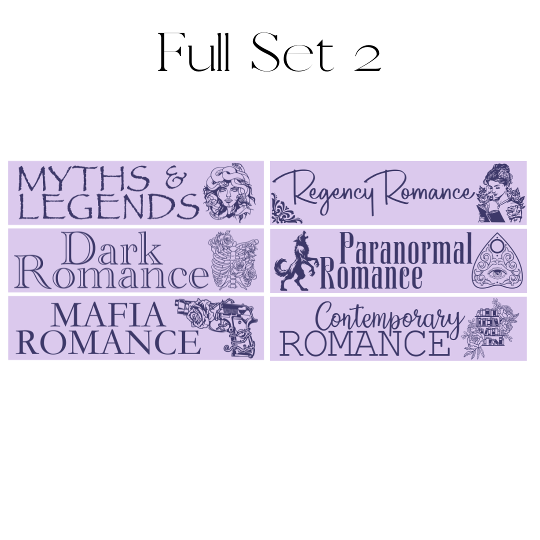 Shelf Mark™ Set 2 FireDrake Artistry™ - Myths & Legends, Regency Romance, Dark Romance, Paranormal Romance, Mafia Romance and Contemporary Romance.