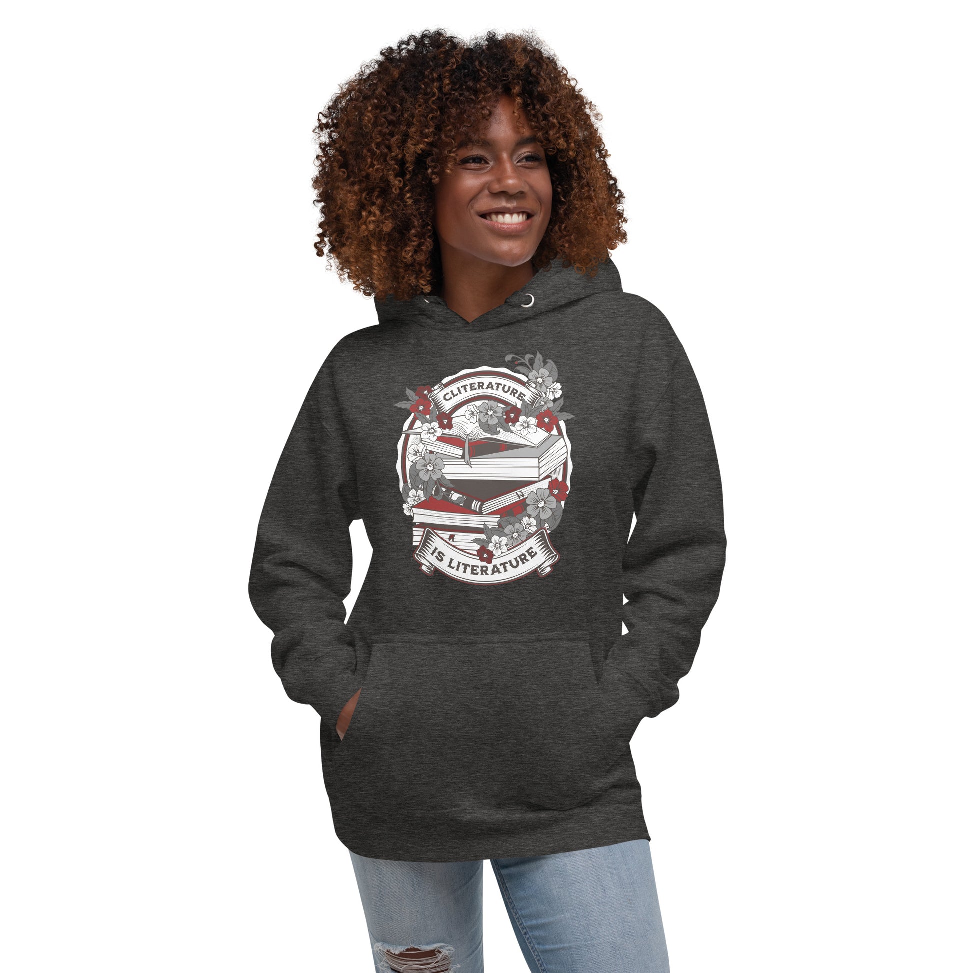 Cliterature is Literature Dark Bookstack Unisex Hoodie *NEW BRAND - CHECK SIZING* for FireDrake Artistry