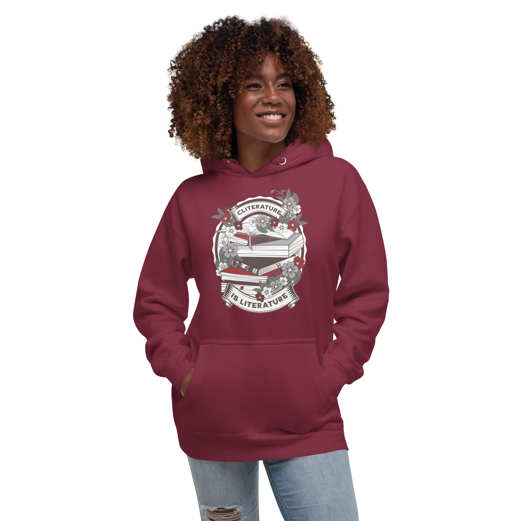 Cliterature is Literature Dark Bookstack Unisex Hoodie *NEW BRAND - CHECK SIZING* for FireDrake Artistry