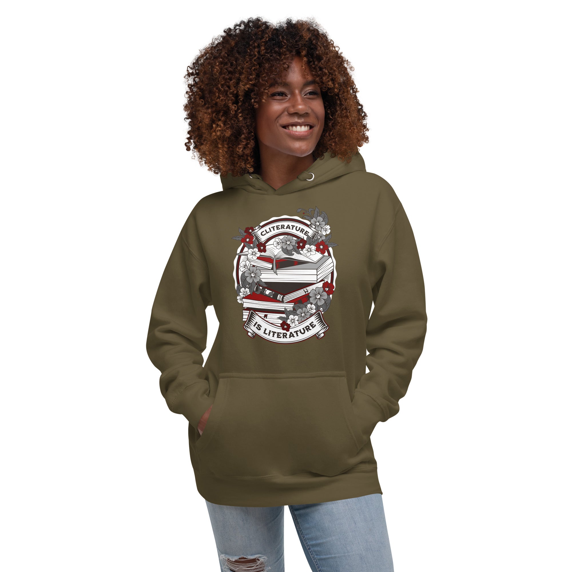 Cliterature is Literature Dark Bookstack Unisex Hoodie *NEW BRAND - CHECK SIZING* for FireDrake Artistry