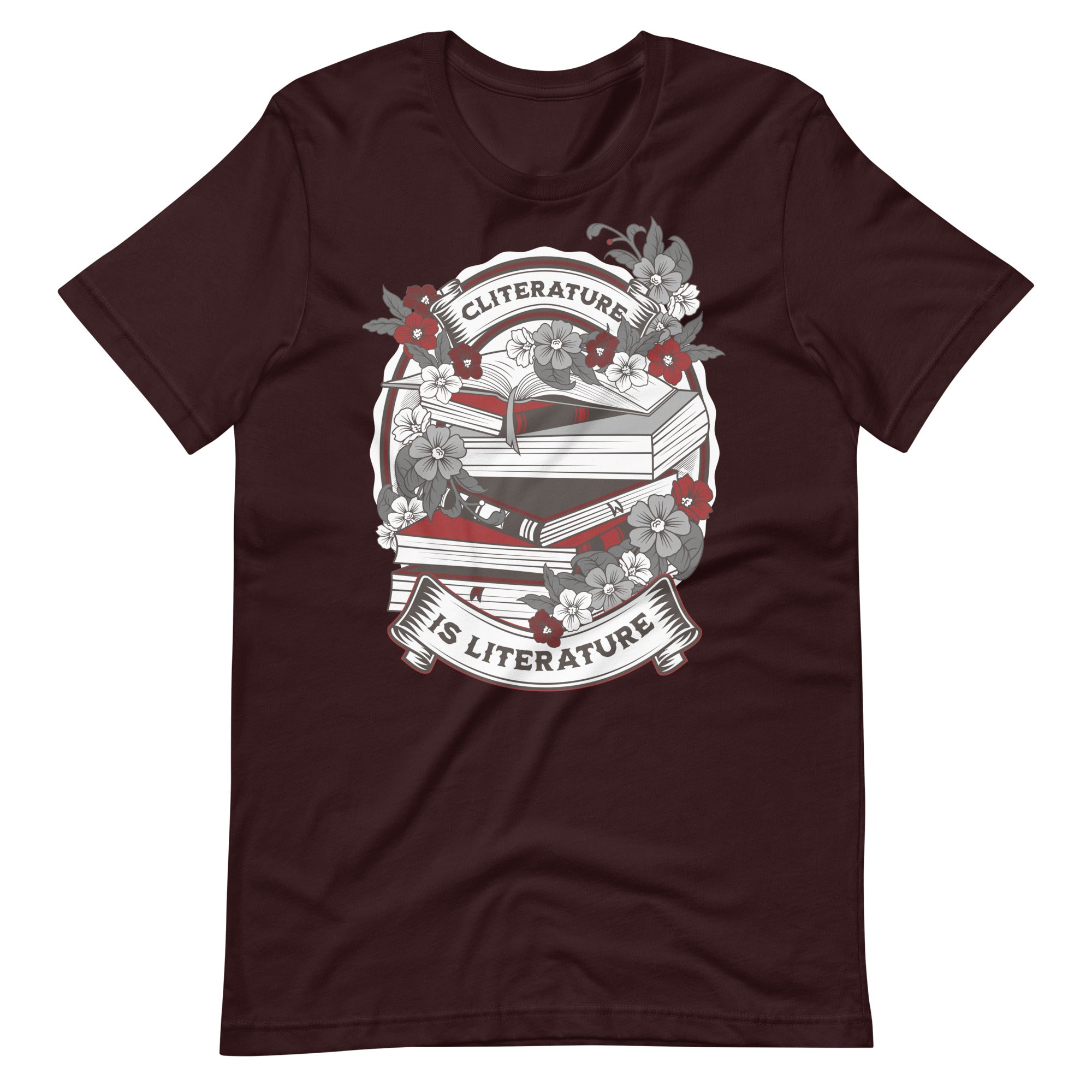 Cliterature is Literature Dark Bookstack Unisex t-shirt for FireDrake Artistry 