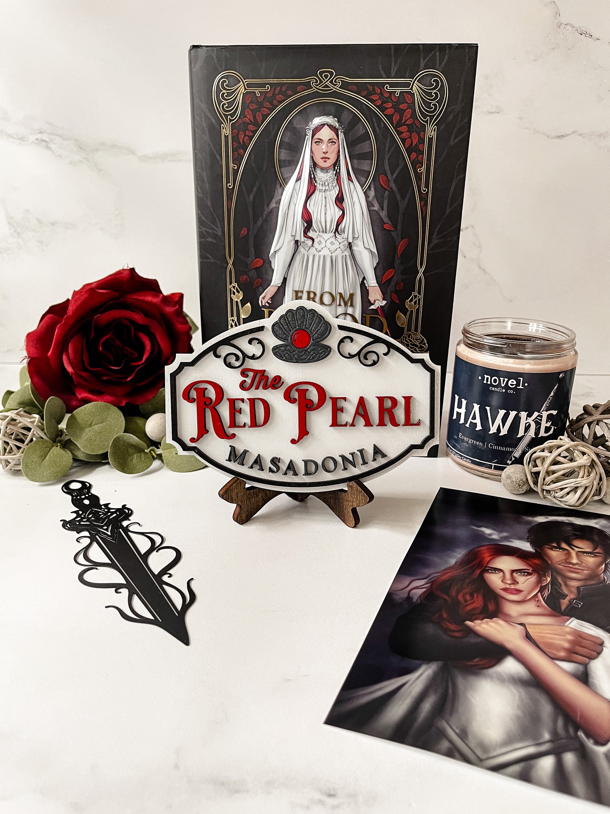 *RETIRED* The Red Pearl Mini Sign- Grey - firedrakeartistry