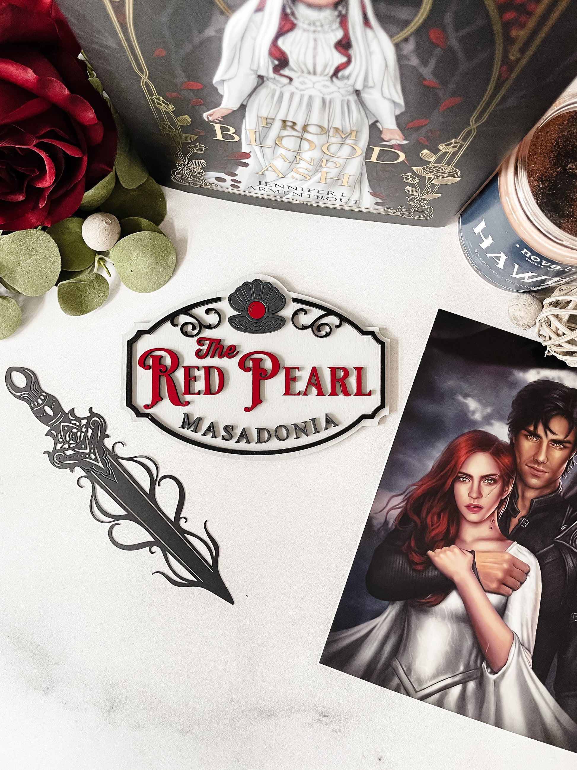 *RETIRED* The Red Pearl Mini Sign- Grey - firedrakeartistry