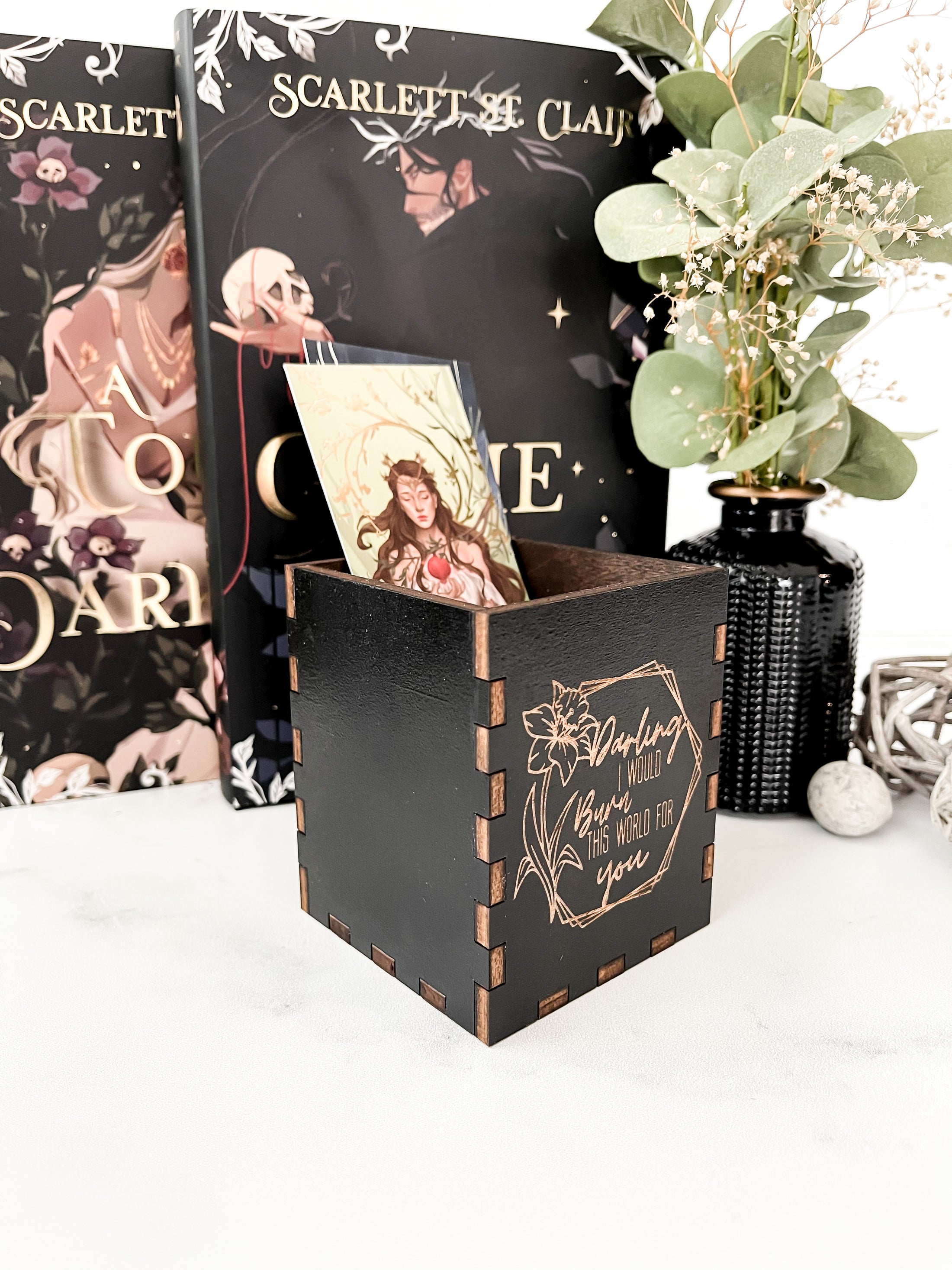 Black Fandom Inspired Bookmark Holder/ Pen Holder: A Touch of Darkness, created by FireDrake Artistry™
