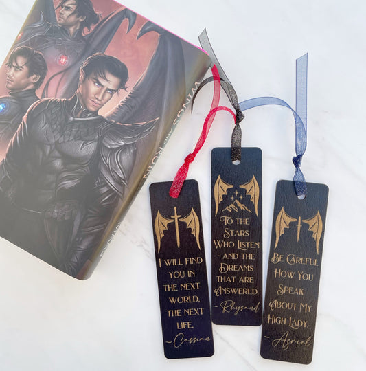 Illyrian Batboy Bookmark- Glitter Ribbon *THICK Bookmarks* - firedrakeartistry