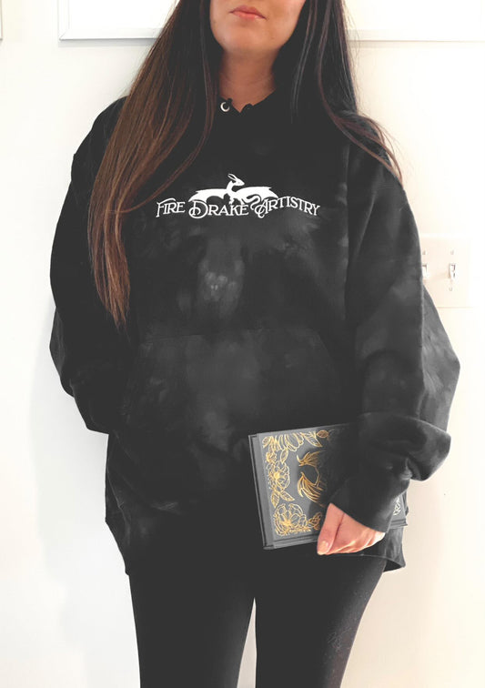 Fire Drake Artistry™ Unisex Champion tie-dye hoodie (Large Embroidery) Merch™ for FireDrake Artistry