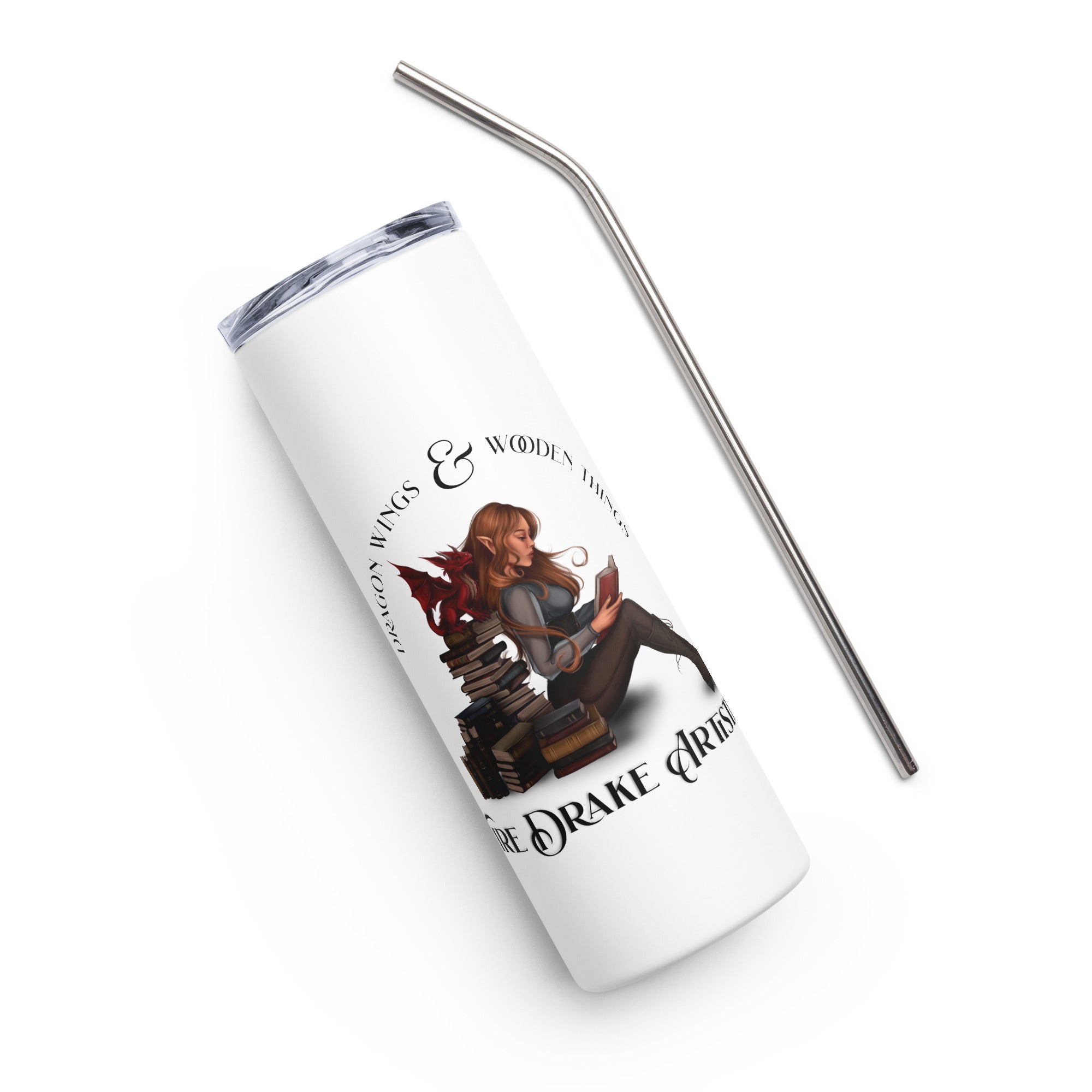 FireDrake Artistry™ Book Dragon Stainless steel tumbler for FireDrake Artistry