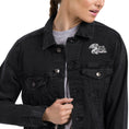 Load image into Gallery viewer, Book Dragon Unisex denim jacket for FireDrake Artistry
