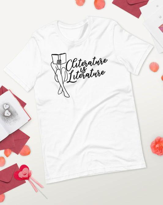Cliterature is Literature Unisex t-shirt - Black Design for FireDrake Artistry