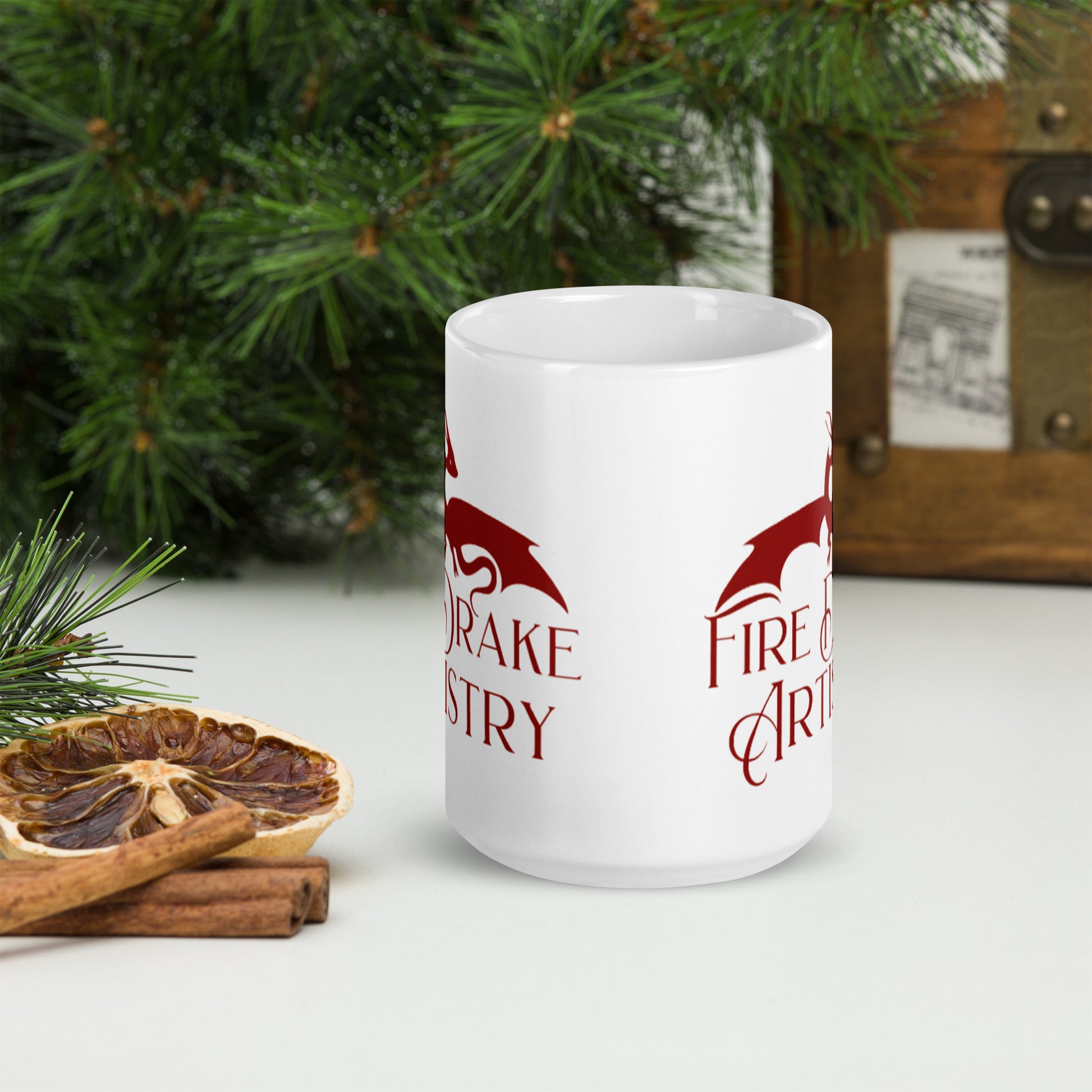 Fire Drake Artistry Logo White glossy mug Merch™ for FireDrake Artistry